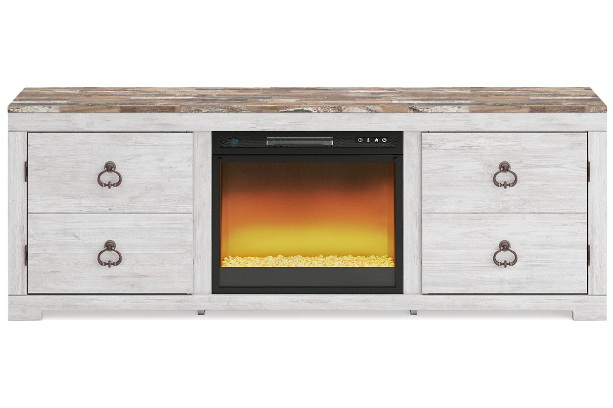 Willowton Whitewash TV Stand with Electric Fireplace