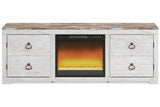 Willowton Whitewash TV Stand with Electric Fireplace