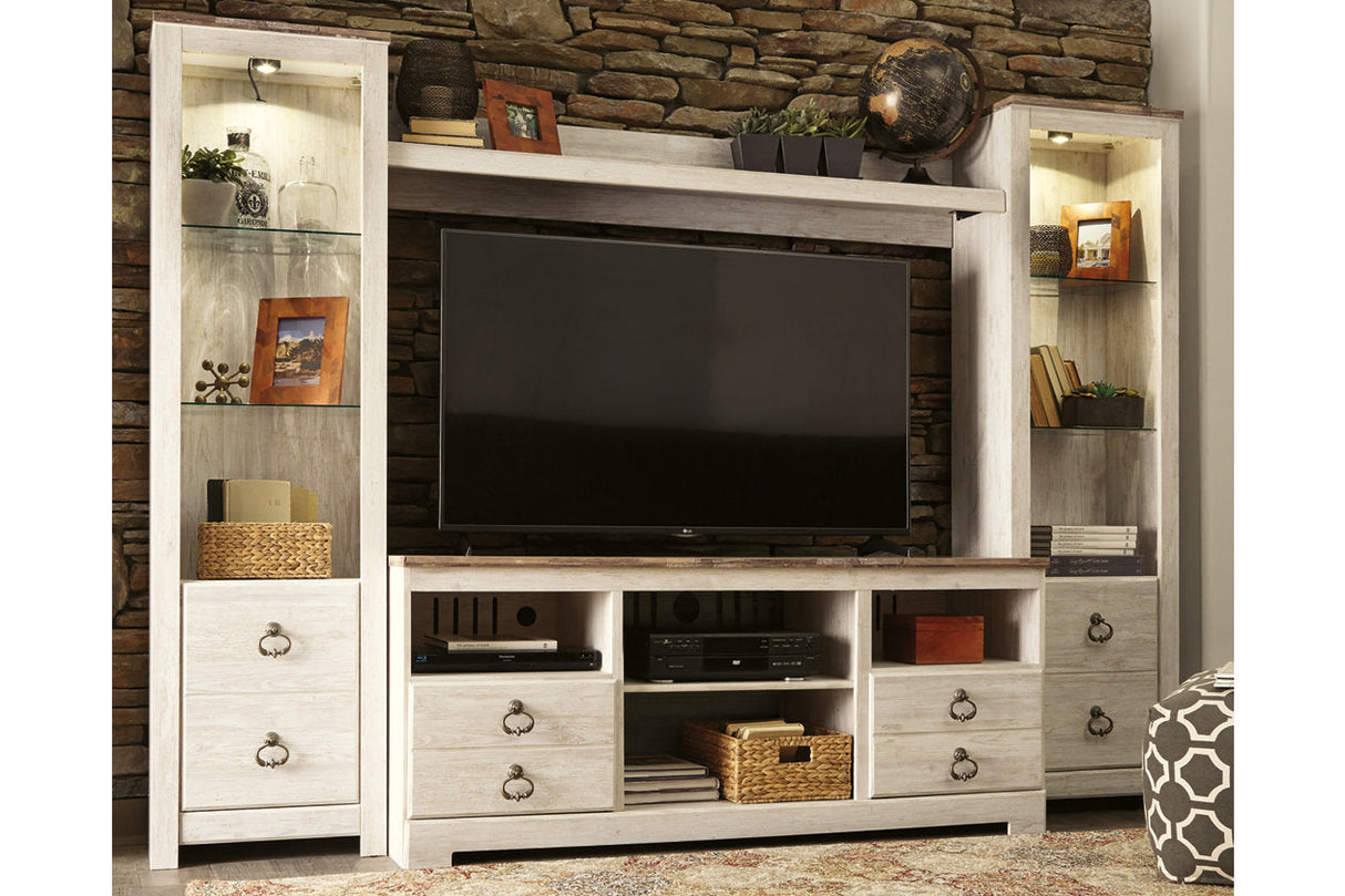 Willowton Whitewash 3-Piece Entertainment Center