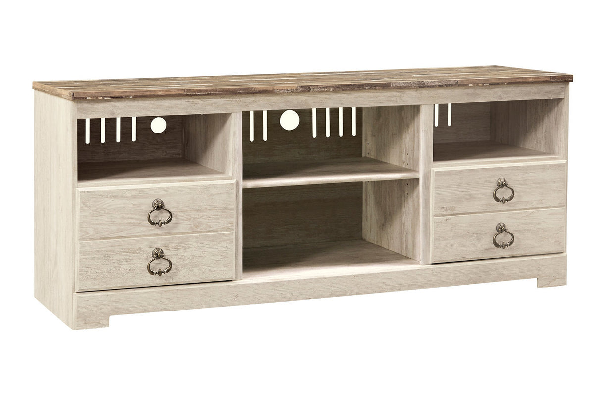 Willowton Whitewash 4-Piece Entertainment Center