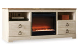 Willowton Whitewash 64" TV Stand with Electric Fireplace