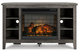 Arlenbry Gray Corner TV Stand with Electric Fireplace