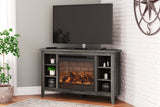 Arlenbry Gray Corner TV Stand with Electric Fireplace