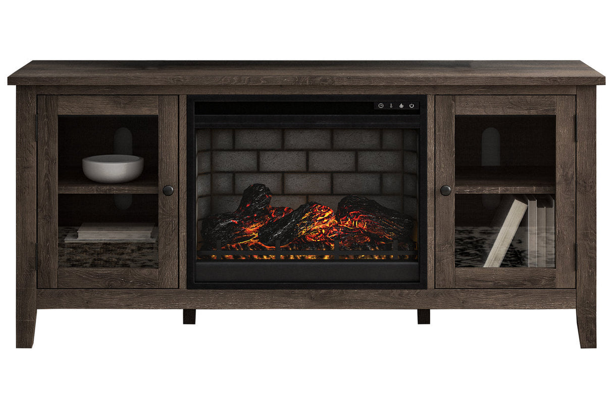 Arlenbry Gray 60" TV Stand with Electric Fireplace