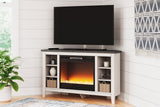 Dorrinson Two-tone Corner TV Stand with Electric Fireplace