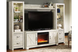 Bellaby Whitewash 4-Piece Entertainment Center with Fireplace