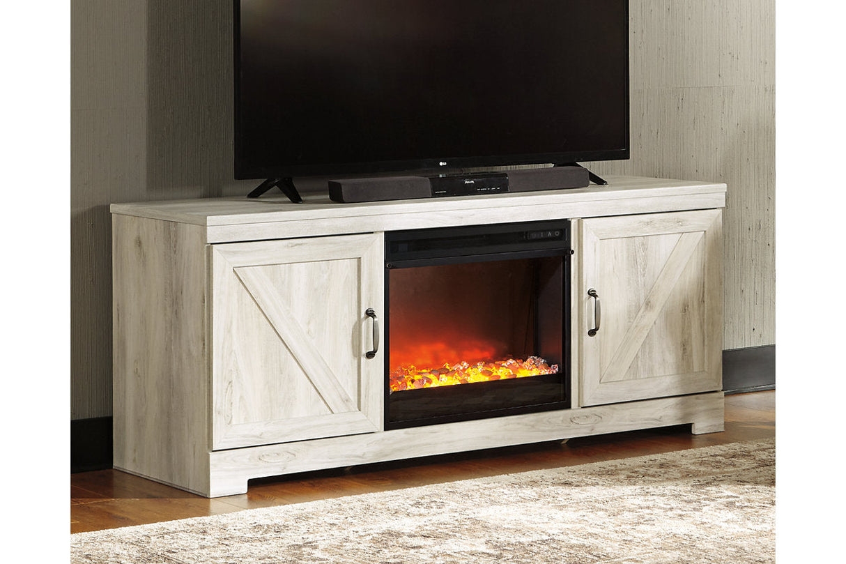 Bellaby Whitewash 63" TV Stand with Fireplace