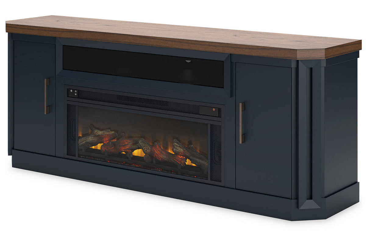 Landocken Two-tone 83" TV Stand with Electric Fireplace