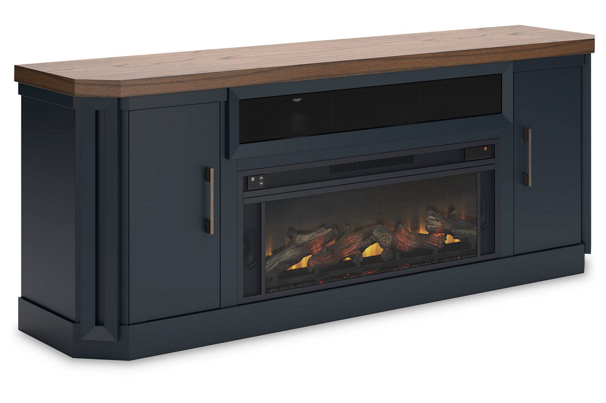 Landocken Two-tone 83" TV Stand with Electric Fireplace