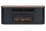 Landocken Two-tone 83" TV Stand with Electric Fireplace