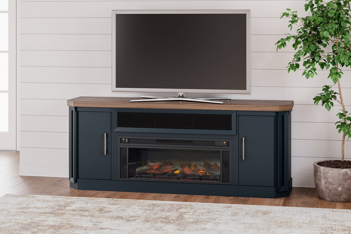 Landocken Two-tone 83" TV Stand with Electric Fireplace