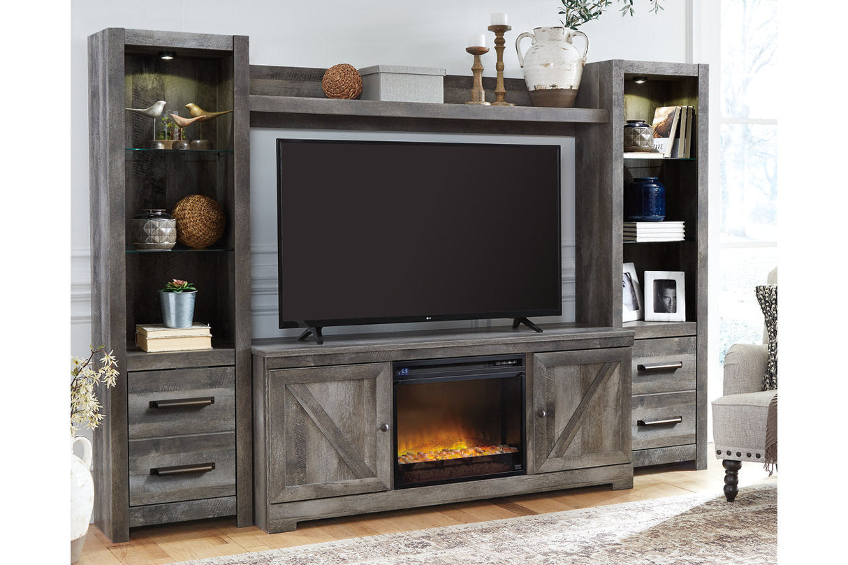 Wynnlow Gray 4-Piece Entertainment Center with Electric Fireplace