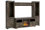 Trinell Brown 4-Piece Entertainment Center with Electric Fireplace