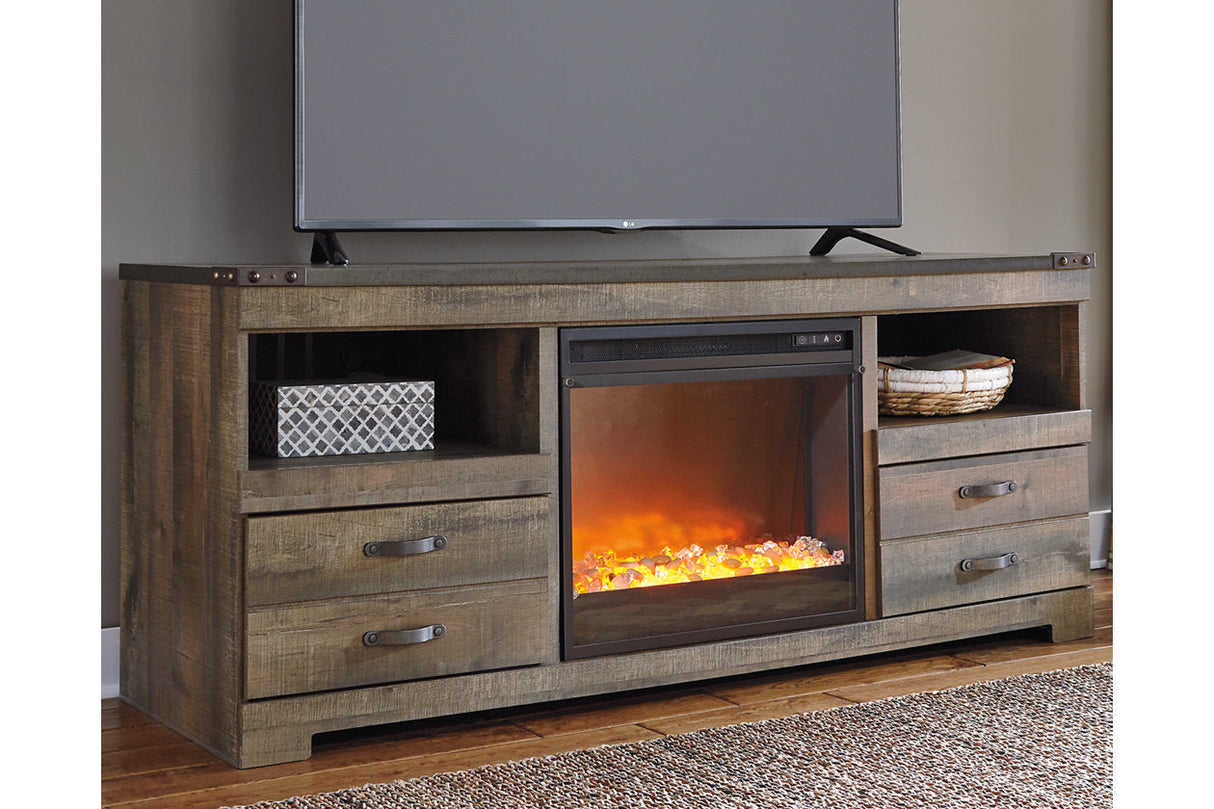 Trinell Brown 63" TV Stand with Electric Fireplace