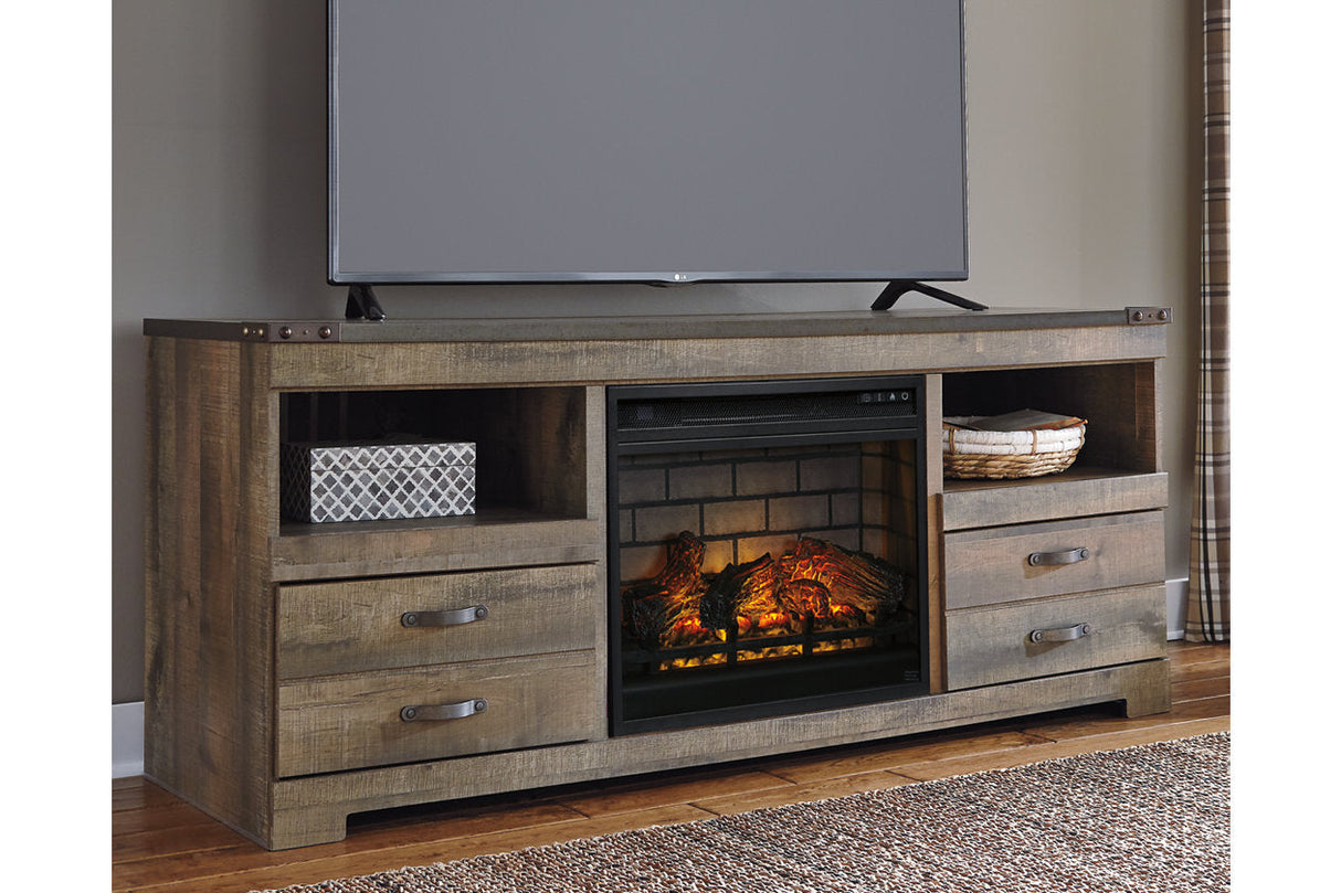 Trinell Brown 63" TV Stand with Electric Fireplace