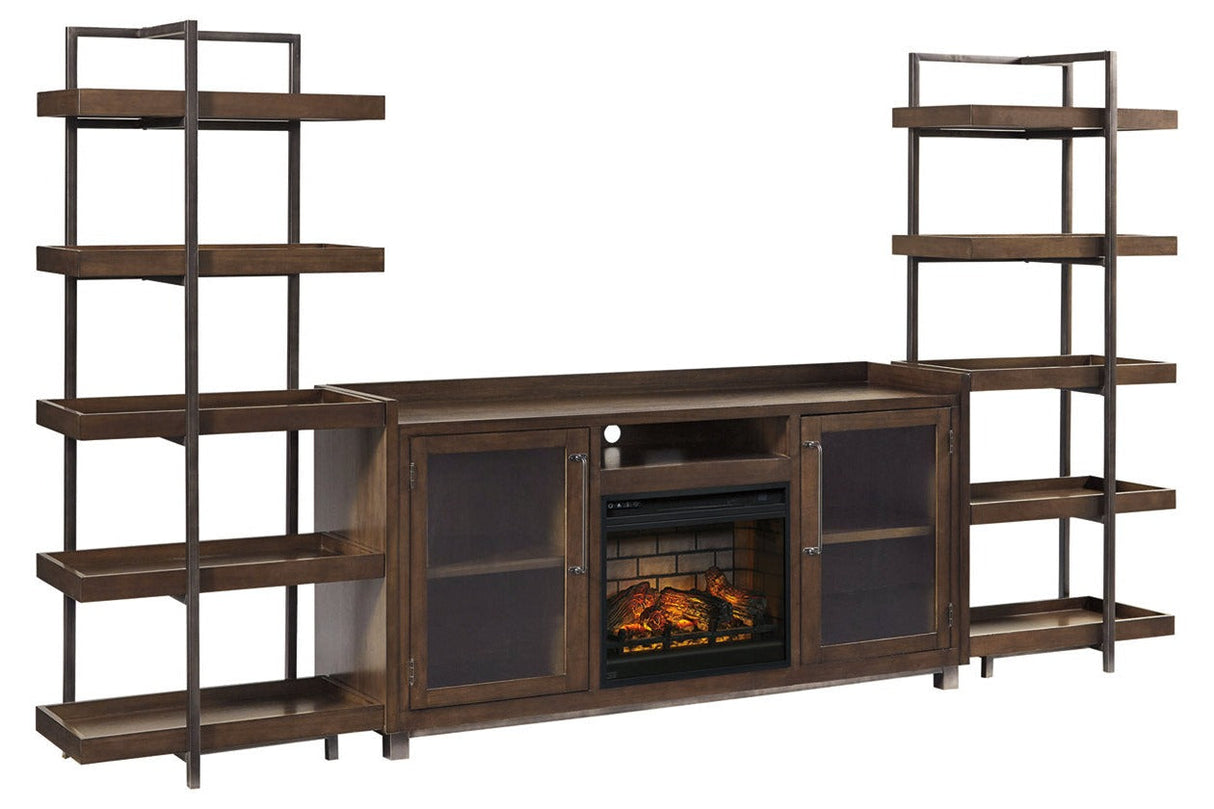 Starmore Brown/Gunmetal 3-Piece Wall Unit with Electric Fireplace