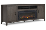 Montillan Grayish Brown 84" TV Stand with Electric Fireplace