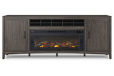 Montillan Grayish Brown 84" TV Stand with Electric Fireplace