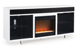 Gardoni White/Black 72" TV Stand with Electric Fireplace