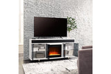 Gardoni White/Black 72" TV Stand with Electric Fireplace