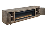 Krystanza Weathered Gray TV Stand with Electric Fireplace