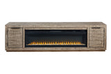 Krystanza Weathered Gray TV Stand with Electric Fireplace