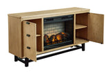 Freslowe Light Brown/Black TV Stand with Electric Fireplace