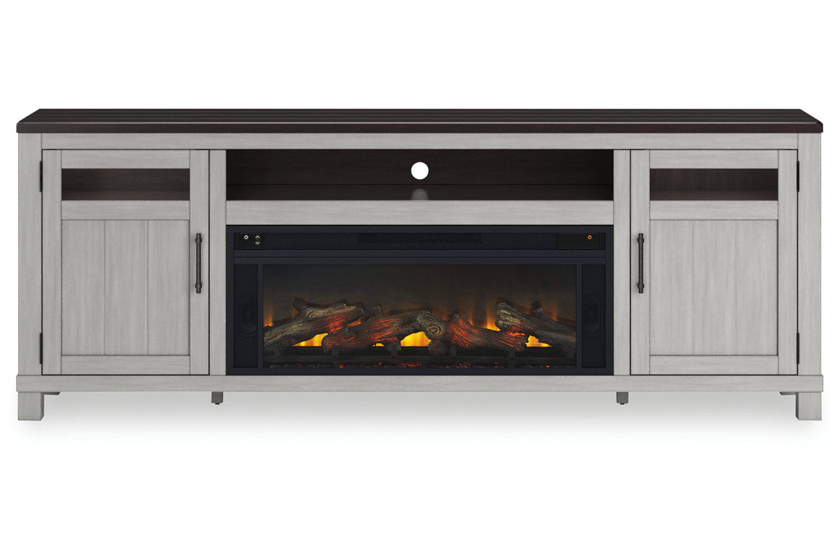 Darborn Gray/Brown 88" TV Stand with Electric Fireplace