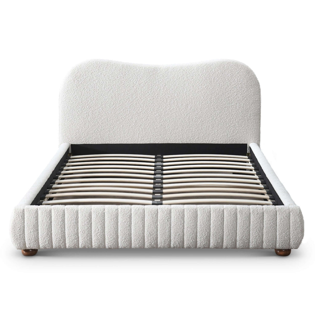 Norme Boucle Upholstered Queen Size Platform Bed In Cream by Ashcroft Imports at Eve Furniture