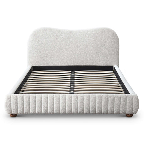 Norme Boucle Upholstered Queen Size Platform Bed In Cream by Ashcroft Imports at Eve Furniture