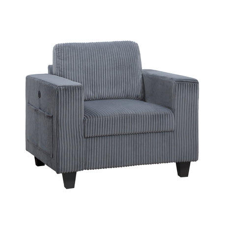 Walterboro Dark Gray Chair with Storage Pouches by Homelegance at Eve Furniture