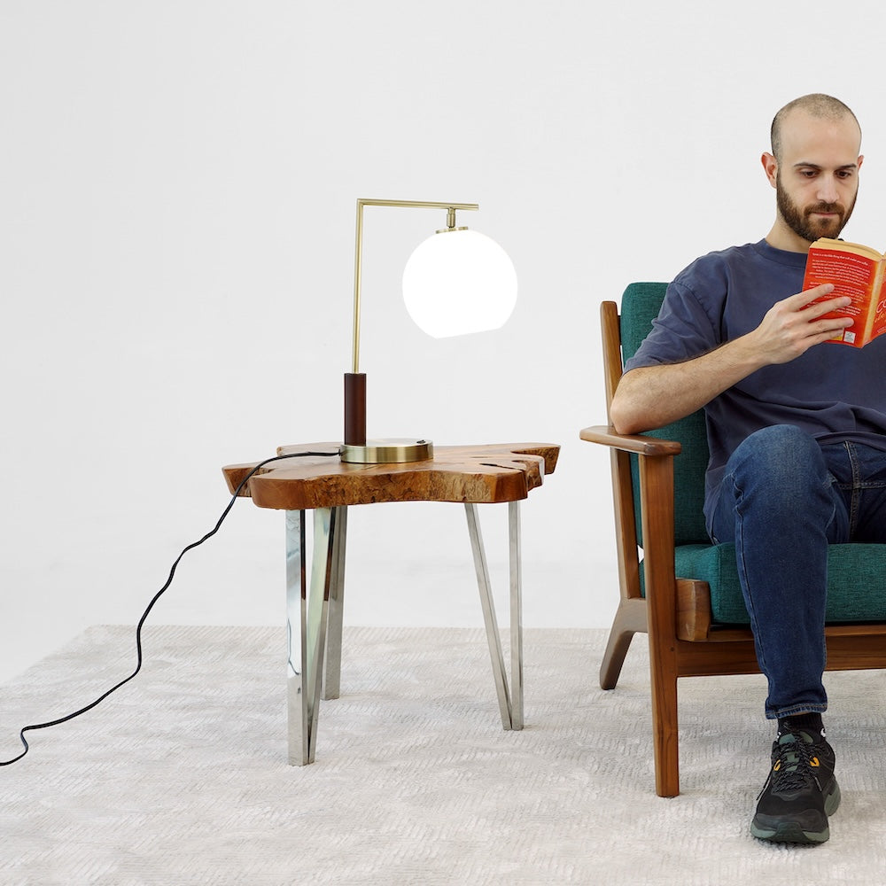 Wander Right Angle Glass Table Lamp - Bronze by Ashcroft Imports at Eve Furniture