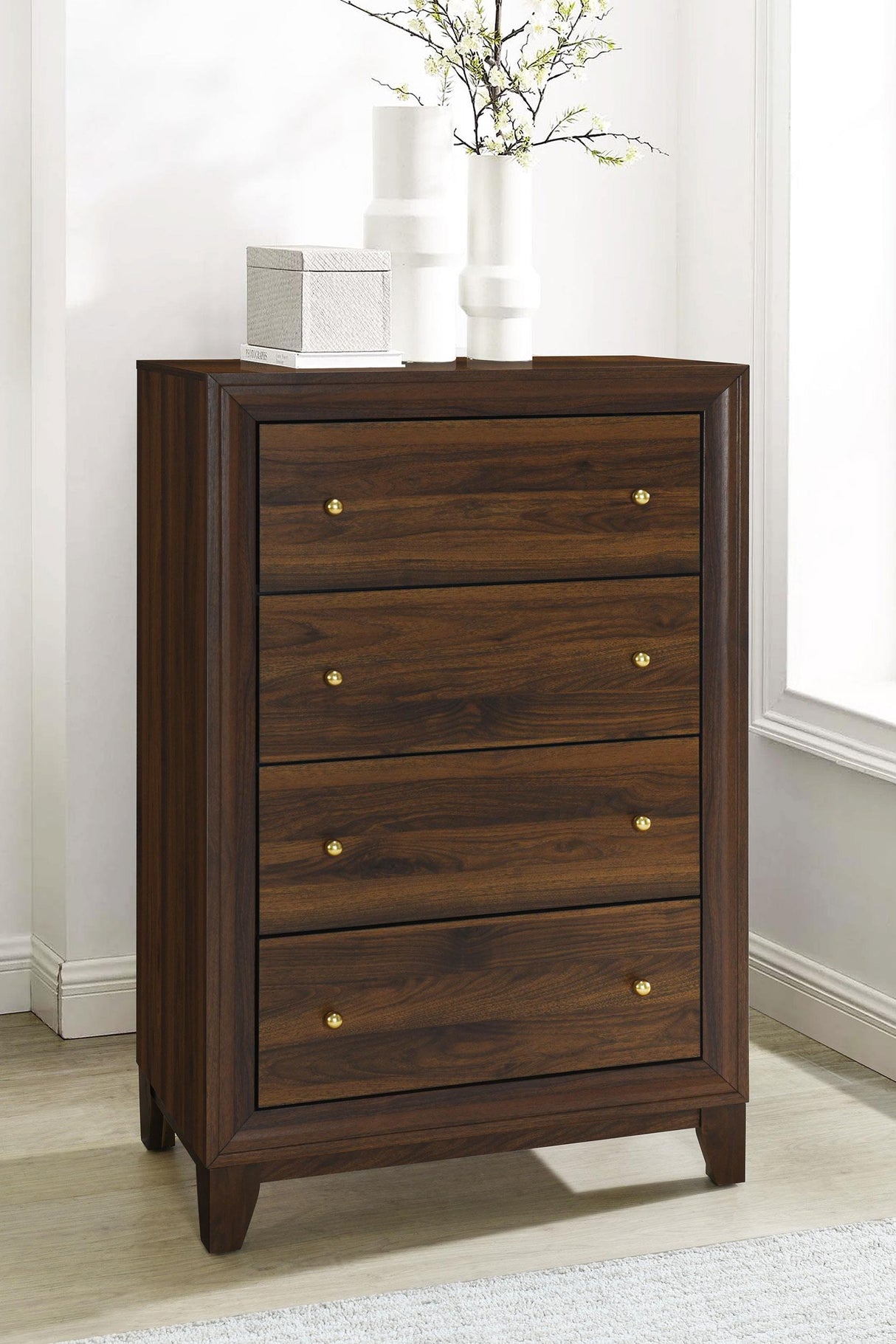 Welsley Walnut 4-drawer Chest of Drawers by Coaster at Eve Furniture