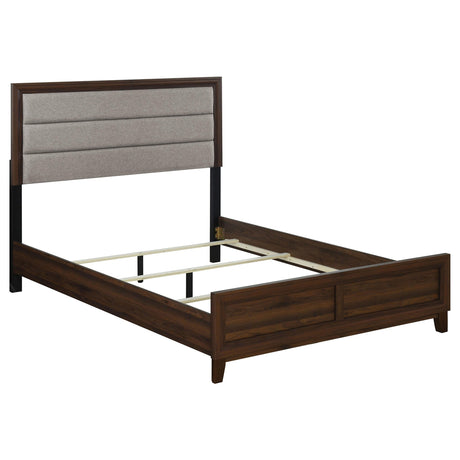 Welsley Walnut 50-inch Upholstered Eastern King Bed by Coaster at Eve Furniture