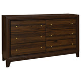 Welsley Walnut 6-Drawer Dresser Cabinet by Coaster at Eve Furniture