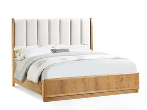 Westcott Cerused Natural Queen Upholstered Panel Bed by Crown Mark at Eve Furniture