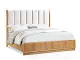 Westcott Cerused Natural Upholstered Panel Bedroom Set by Crown Mark at Eve Furniture