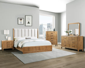 Westcott Cerused Natural Upholstered Panel Bedroom Set by Crown Mark at Eve Furniture