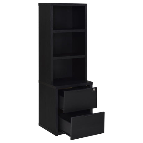 Westpark Black 3-Shelf Bookcase with Lockable Drawer and USB Ports by Coaster at Eve Furniture