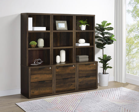 Westpark Dark Pine 3-Shelf Bookcase with Lockable Drawer and USB Ports by Coaster at Eve Furniture