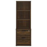 Westpark Dark Pine 3-Shelf Bookcase with Lockable Drawer and USB Ports by Coaster at Eve Furniture
