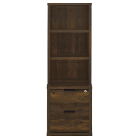 Westpark Dark Pine 3-Shelf Bookcase with Lockable Drawer and USB Ports by Coaster at Eve Furniture