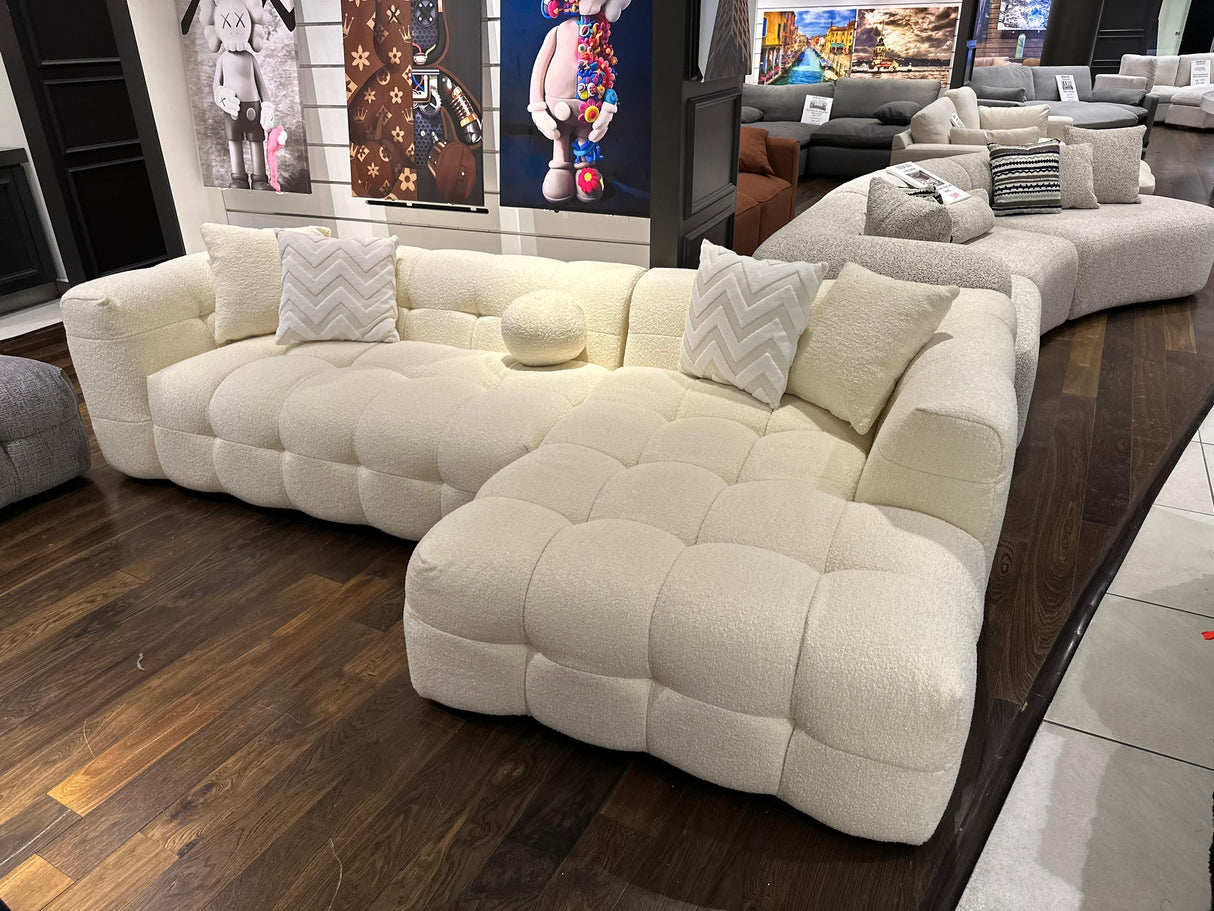 Ivy Ivory Boucle Raf Sectional