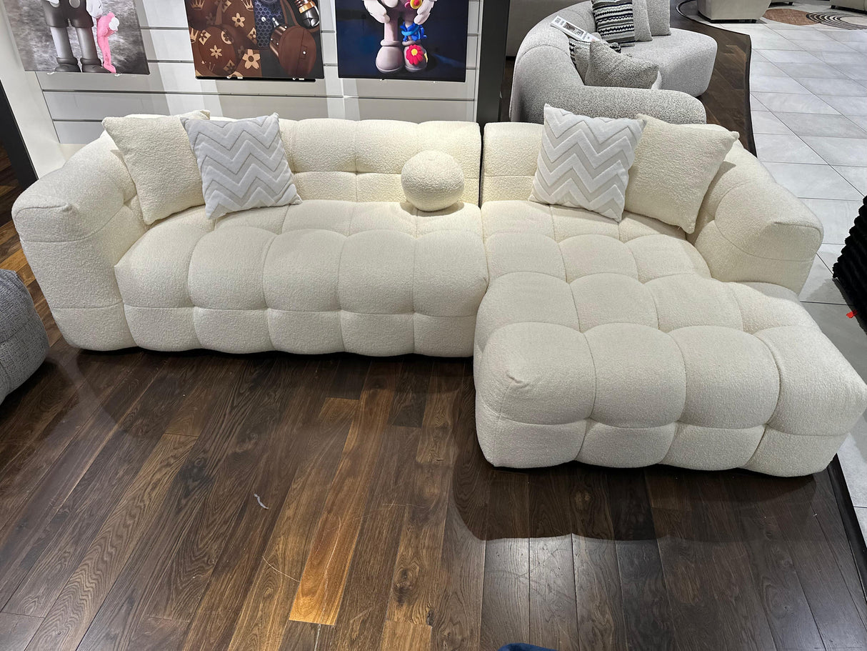 Ivy Ivory Boucle Raf Sectional