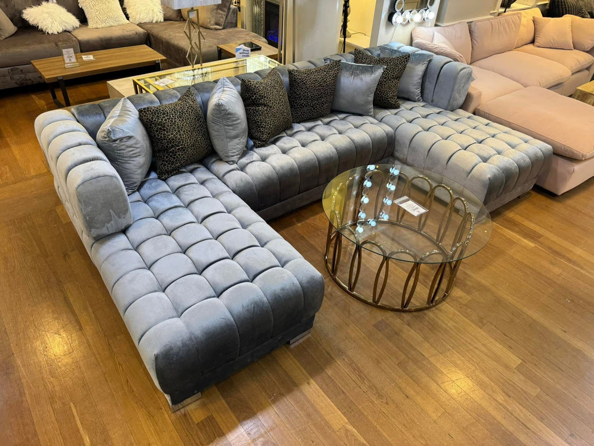 Ariana Gray Velvet Double Chaise Sectional