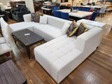 Elisha Ivory Velvet Double Chaise Sectional