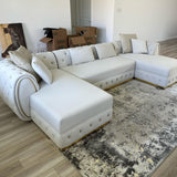 Jessie Ivory Velvet  Double Chaise Sectional