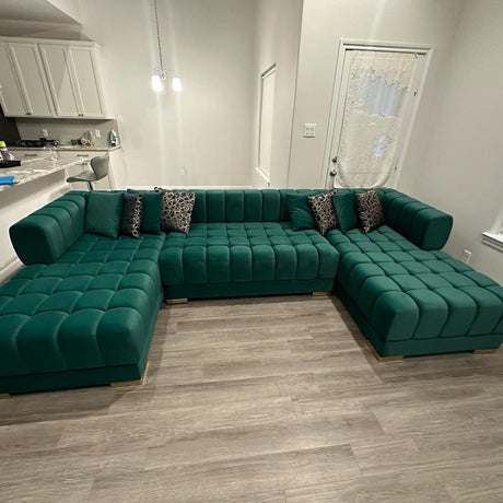 Ariana Green Velvet Double Chaise Sectional