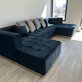 Elisha Black Velvet Double Chaise Sectional