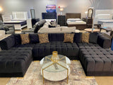 Ariana Black Velvet Double Chaise Sectional